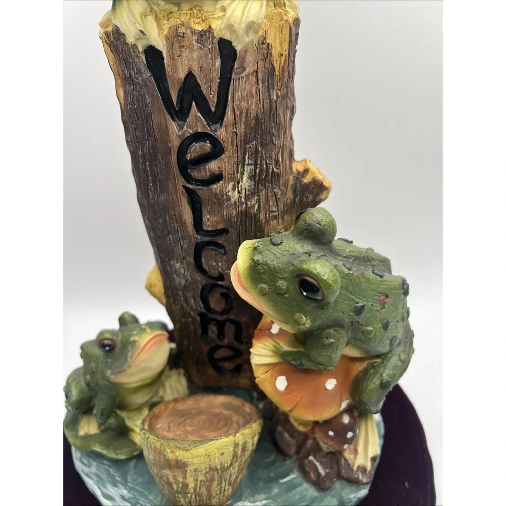Frog Garden Statue Resin Welcome Sign Tall 16